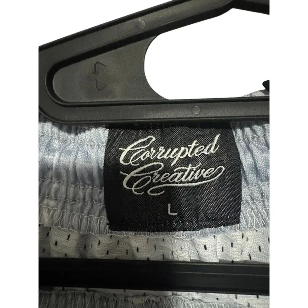 Corrupted Creative Satin Mesh Basketball Shorts Size L - Maryland Gray Bolt